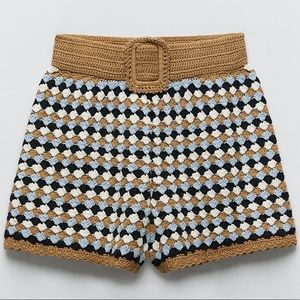 Zara high waist crochet shorts